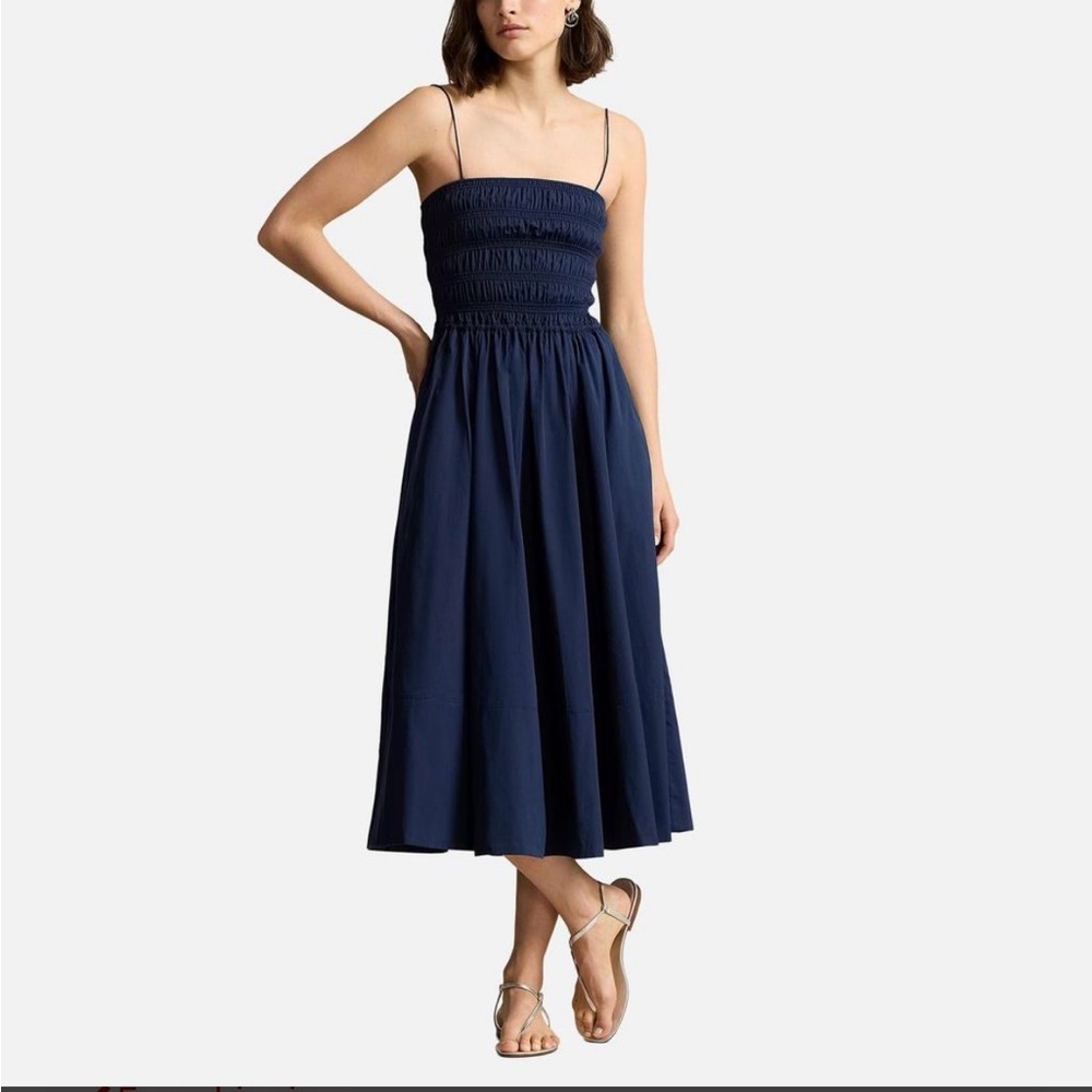 Like new Polo by Ralph Lauren Elegant Navy Blue smocked dress